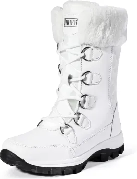 IDIFU IN2 Womens Snow Boots Winter Boots for Women Waterproof Comfortable Warm Insulated Non-Slip Outdoor Boots Fashion Casual Hiking Walking Lightweight Lace Up Faux Fur Lined Mid-Calf Booties