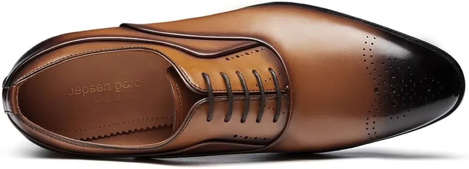 Jepsengord Men's Dress Shoes Genuine Leather Oxfords Luxury Formal Business Suit Shoes with Blake Rapid Stitch