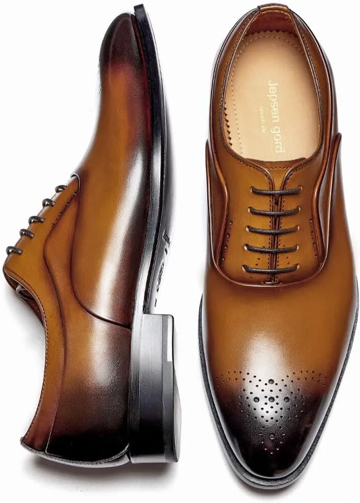 Jepsengord Men's Dress Shoes Genuine Leather Oxfords Luxury Formal Business Suit Shoes with Blake Rapid Stitch