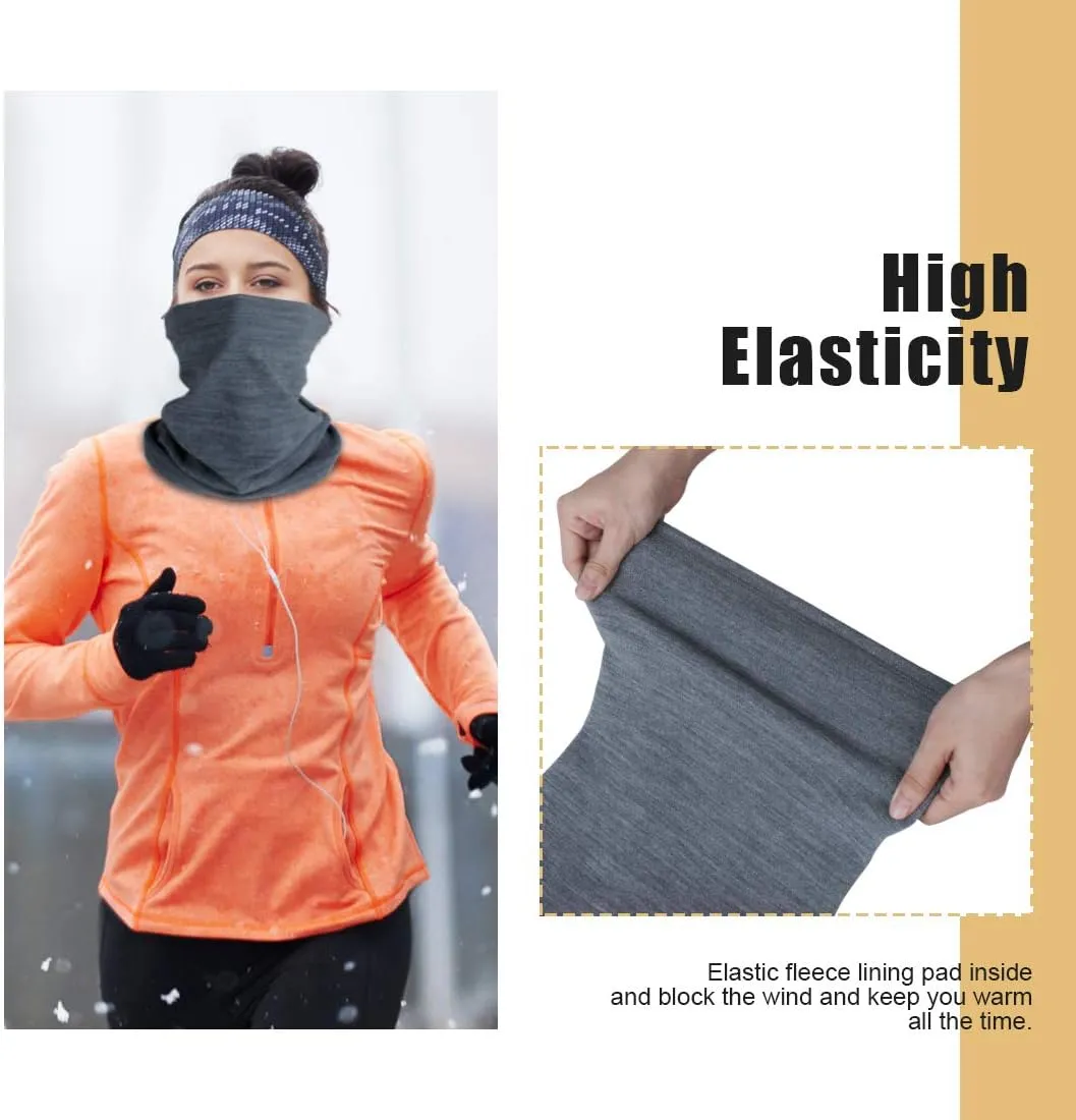KGC 2 Pack Winter Neck Warmer Gaiter Fleece Windproof Face Mask Cover Cold Weather Scarf for Men & Women