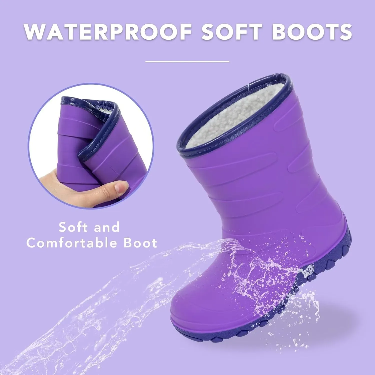 Kids Winter Rain Boots, Insulated Warm Snow Boots, Children Waterproof Mud Boots for Boys and Girls, Toddler/Little Kid/Big Kid