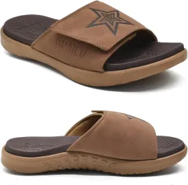 KuaiLu Mens Slides Soft Cushion Sport Sandals with Plantar Fasciitis Arch Support Adjustable Open Toe Summer Slippers Slip on Indoor Outdoor Size 7-15