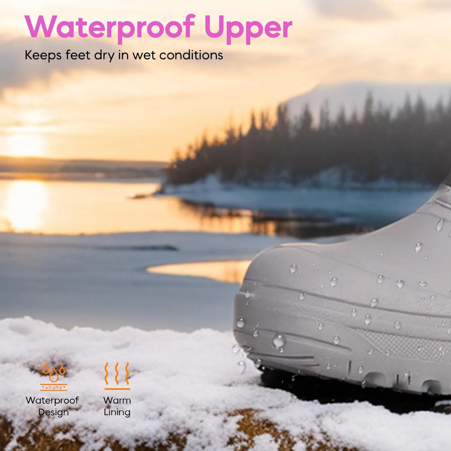 Lovee Cosee Winter Boots for Women Waterproof Warm Faux Fur Lined Snow Boots Mid Calf Platform Boots Anti-Slip Insulated Work Shoes