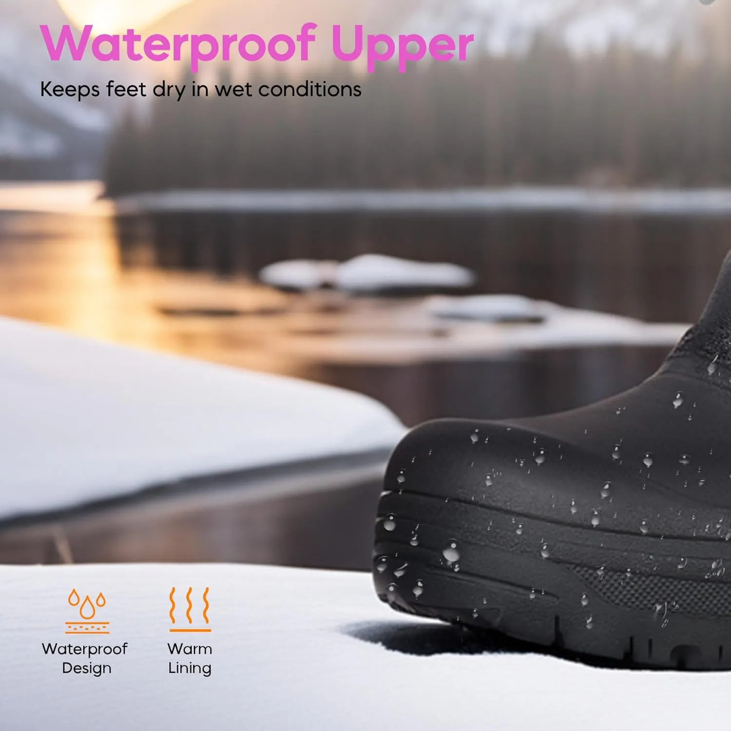 Lovee Cosee Winter Boots for Women Waterproof Warm Faux Fur Lined Snow Boots Mid Calf Platform Boots Anti-Slip Insulated Work Shoes