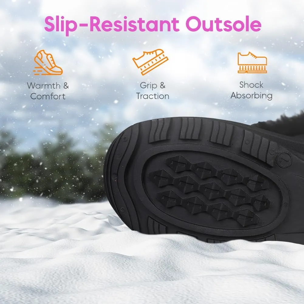 Lovee Cosee Winter Boots for Women Waterproof Warm Faux Fur Lined Snow Boots Mid Calf Platform Boots Anti-Slip Insulated Work Shoes