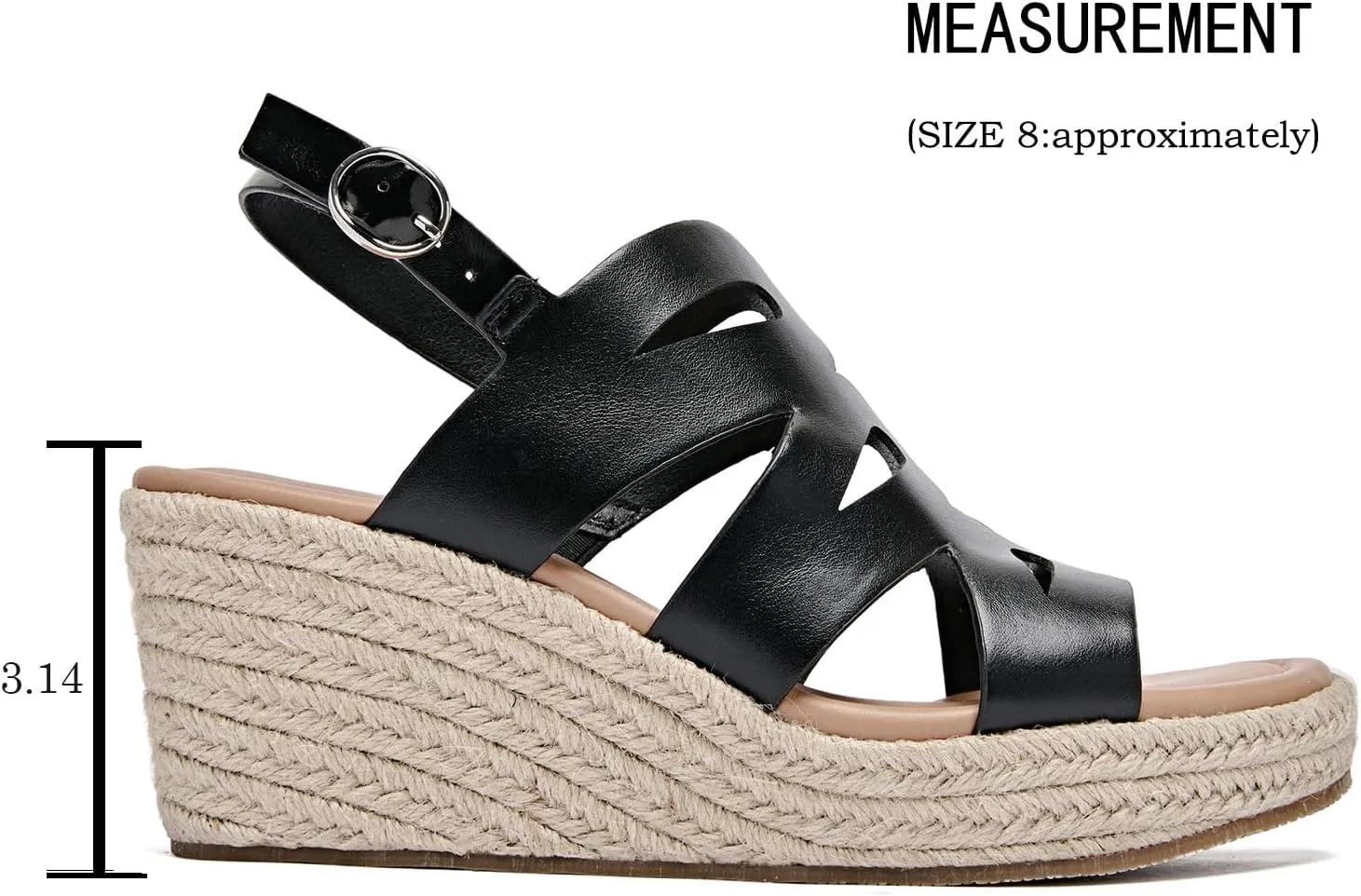 Luoika Women's Wide Width Wedge Sandals, Platform Ankle Strap Open Toe Espadrille Wedge Pump Heel Women's Sandals Concise Casual Summer Shoes.