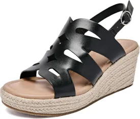 Luoika Women's Wide Width Wedge Sandals, Platform Ankle Strap Open Toe Espadrille Wedge Pump Heel Women's Sandals Concise Casual Summer Shoes.