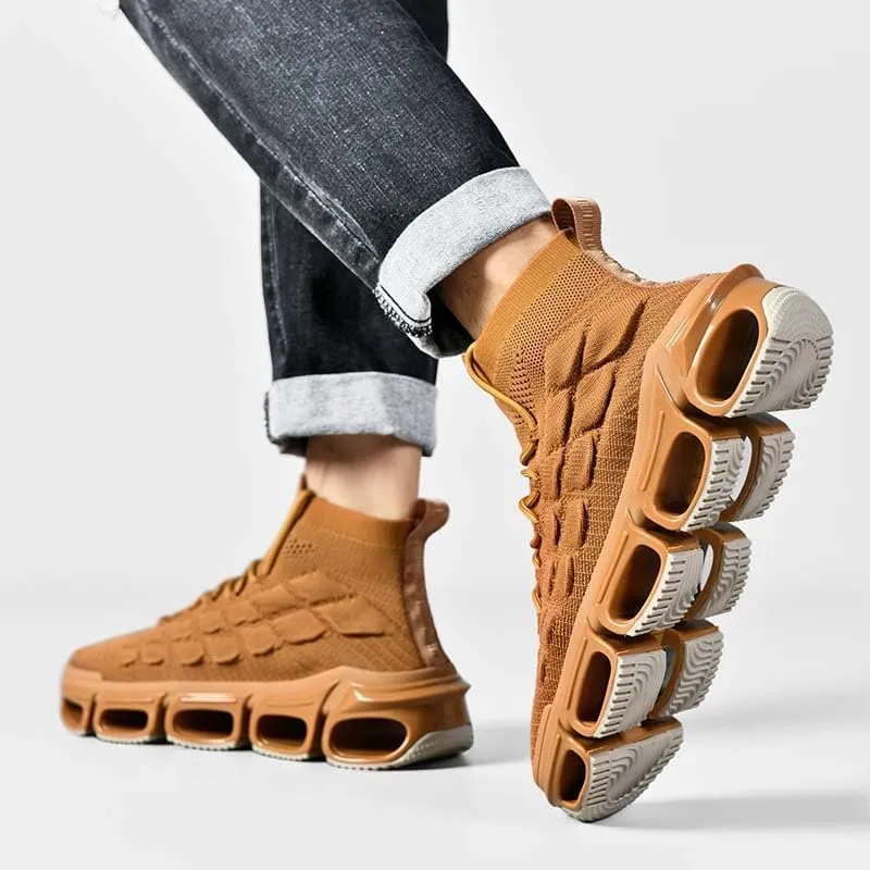 LZDZN Mens Boots For Men Chelsea Shoes High Top Sneakers Men's Brown White Black Size Man Shoe Casual Fashion Sneaker