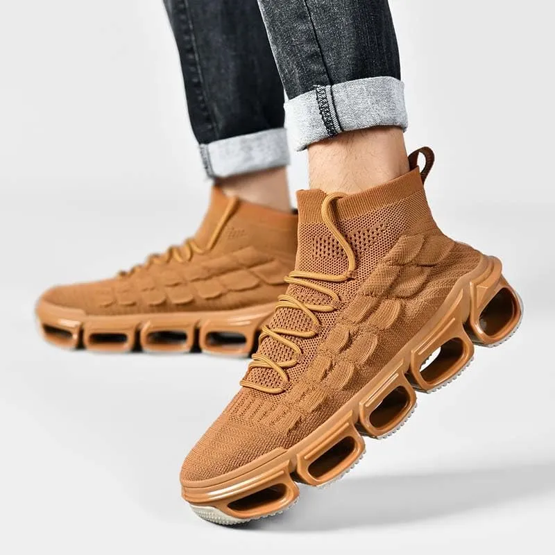 LZDZN Mens Boots For Men Chelsea Shoes High Top Sneakers Men's Brown White Black Size Man Shoe Casual Fashion Sneaker