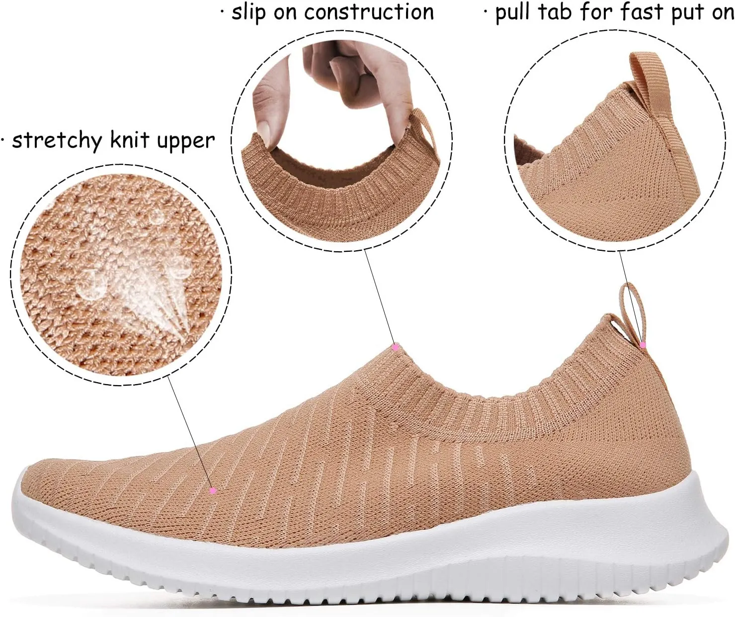 MAIITRIP Womens Comfort Elastic Sock Slip On Walking Lightweight Non-Slip Fall Shoes (Size:5.5-11)