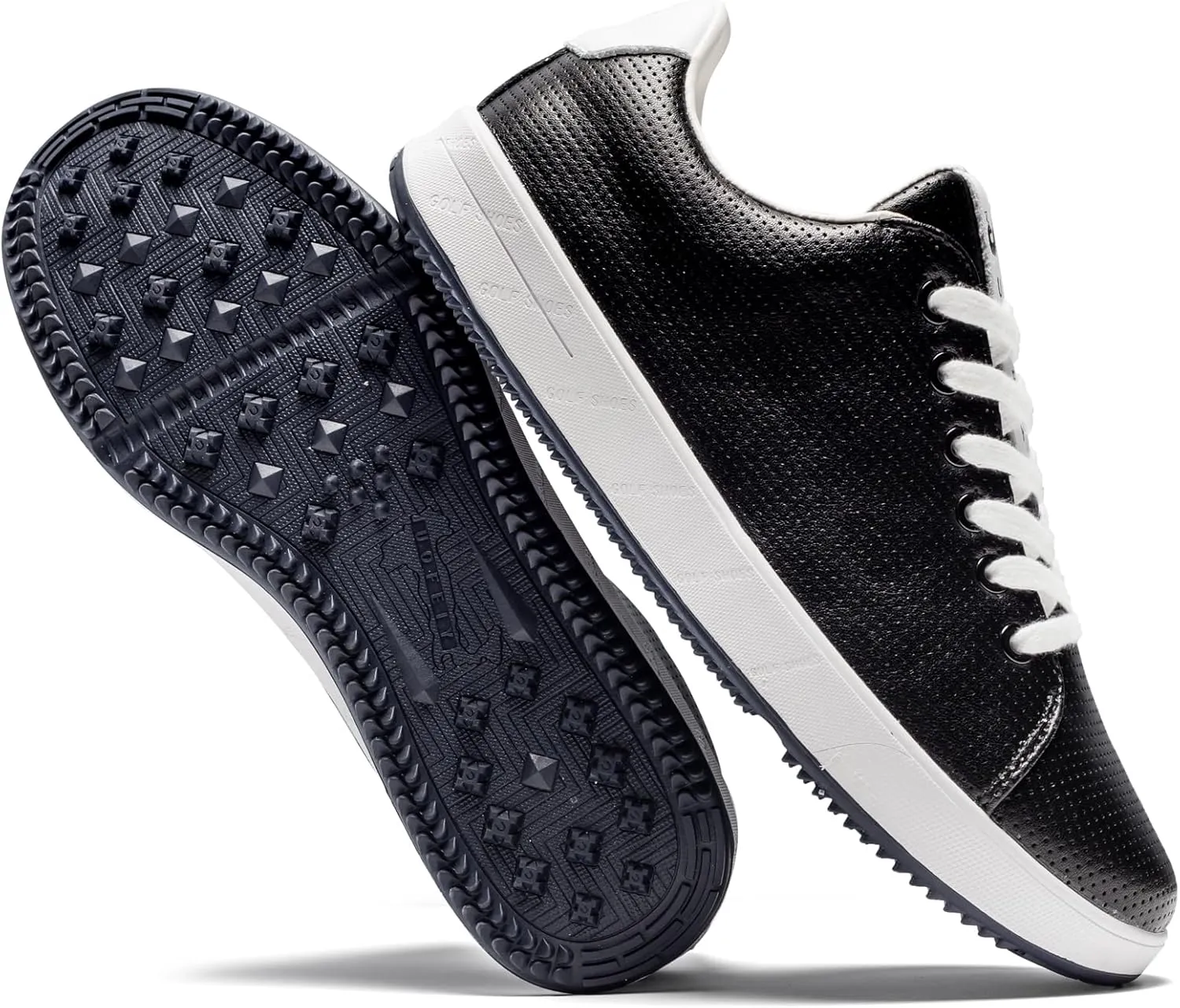 Men's Golf Shoes Professional Spikeless Leather Sneakers Non Slip Low Top Lightweight Comfort Travel Walking Shoes