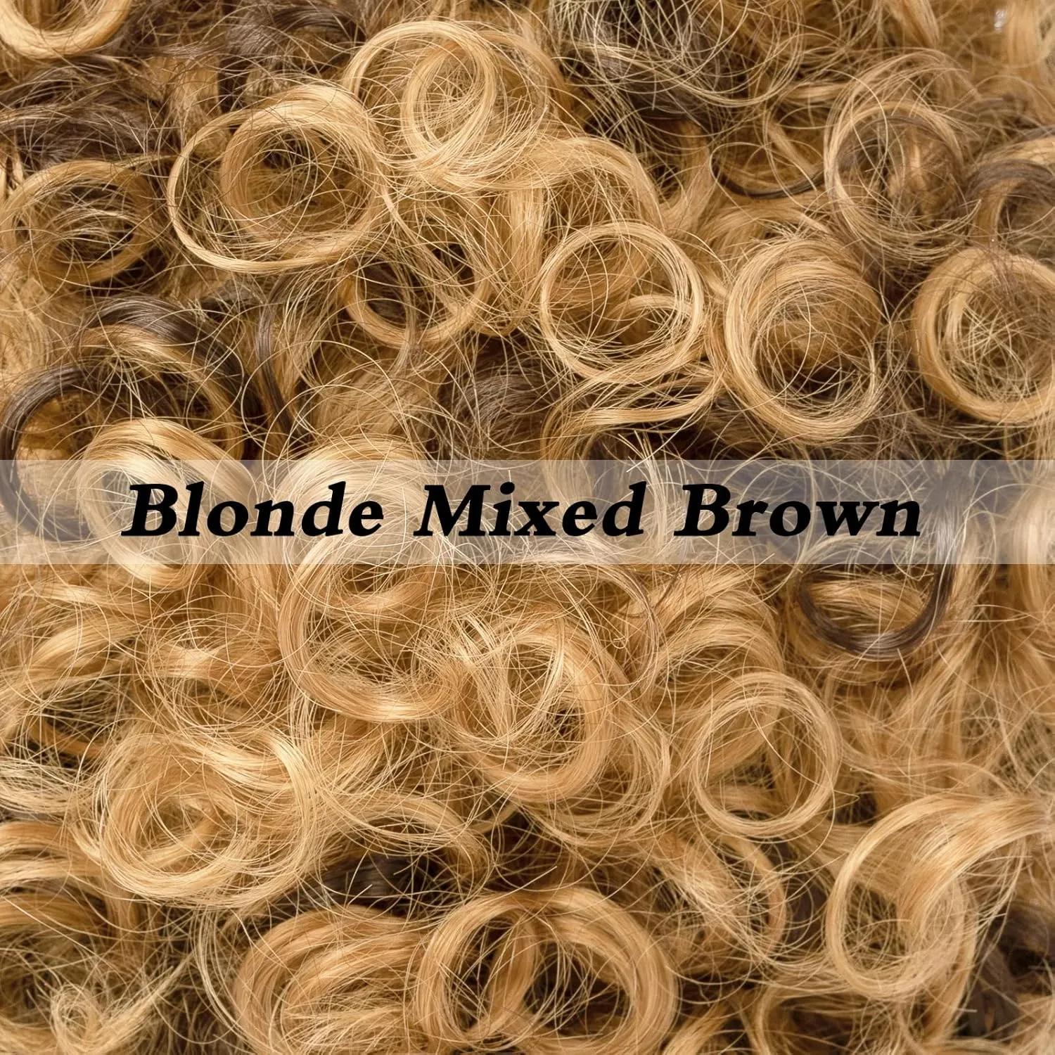 Mens Wigs, 70s Disco Wig for Men Short Curly Blonde Mixed Brown Synthetic hair Wigs for Halloween Costume Chrismas Cosplay Party (5 pieces set)