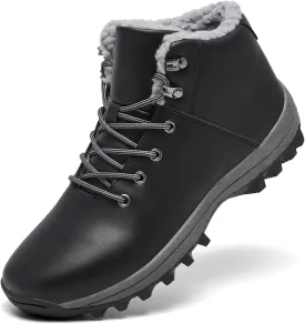 Mens Winter Warm Snow Boots Fur Lined Water Resistant Non-Slip Insulated Waterprof Winter Hiking Wrok Shoes
