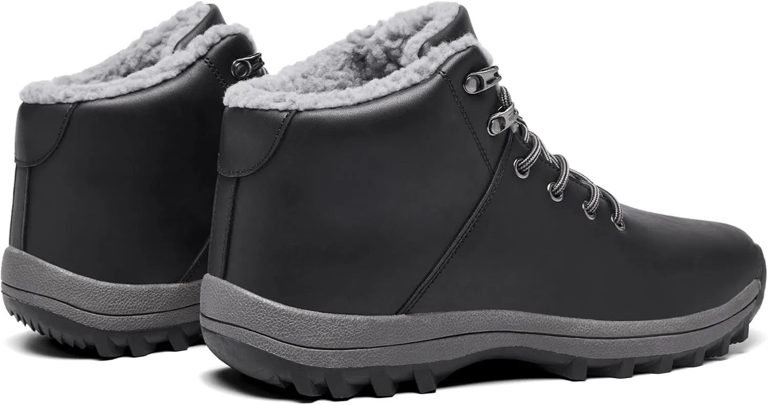 Mens Winter Warm Snow Boots Fur Lined Water Resistant Non-Slip Insulated Waterprof Winter Hiking Wrok Shoes