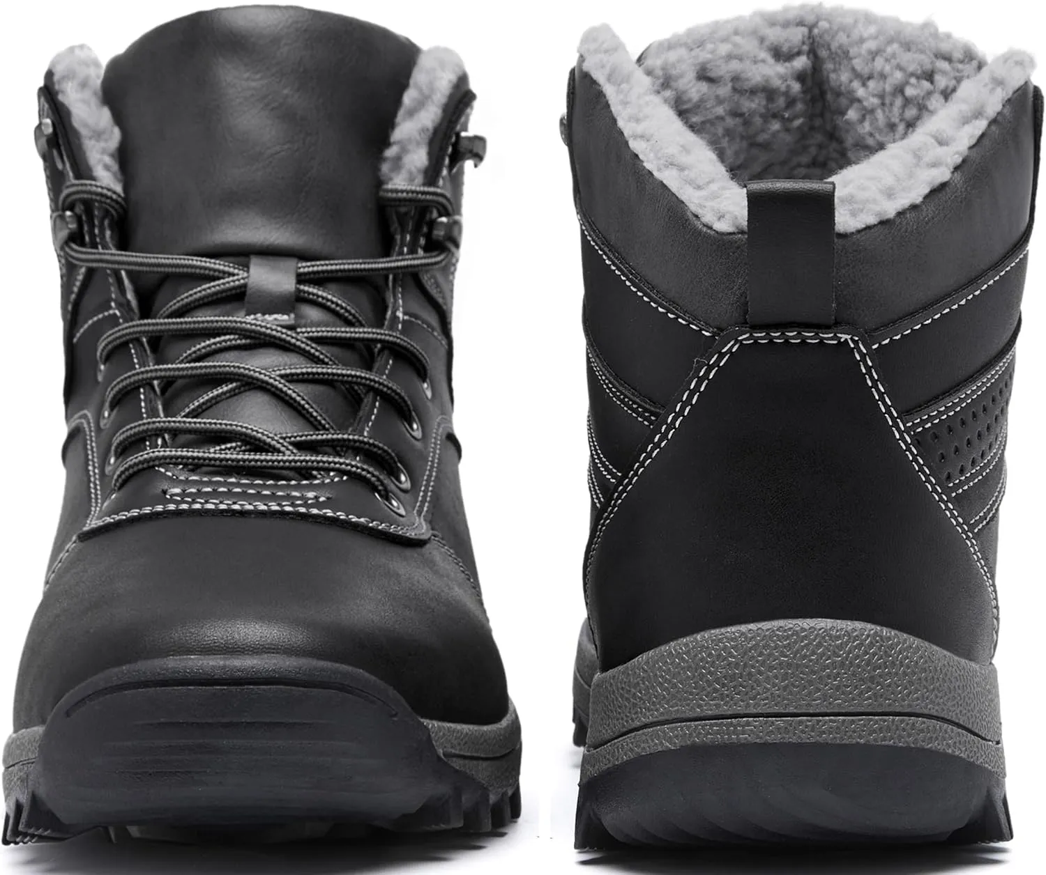 Mens Winter Waterproof Snow Boots Warm Fur Lined Hiking Boot Lightweight Non Slip Outdoor Insulated Shoes