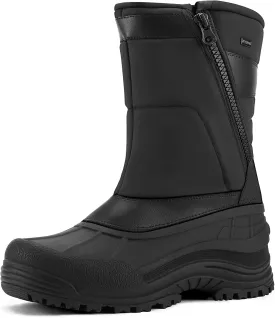 mysoft Men's Winter Snow Boots Mid Calf Waterproof Insulated Fur Lined Warm Anti-Slip Zip Boot