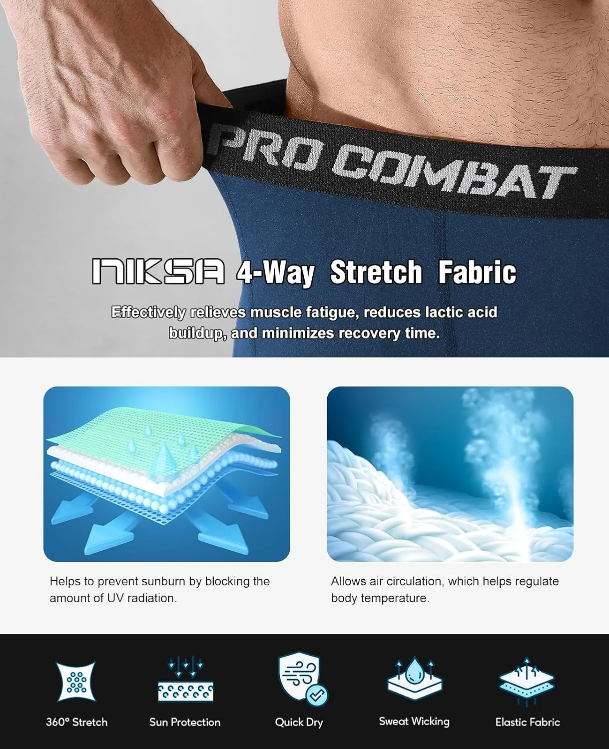 Niksa 2/4 Pack Compression Shorts Men with Pocket, Spandex Running Shorts Sport Athletic Workout Performance Underwear