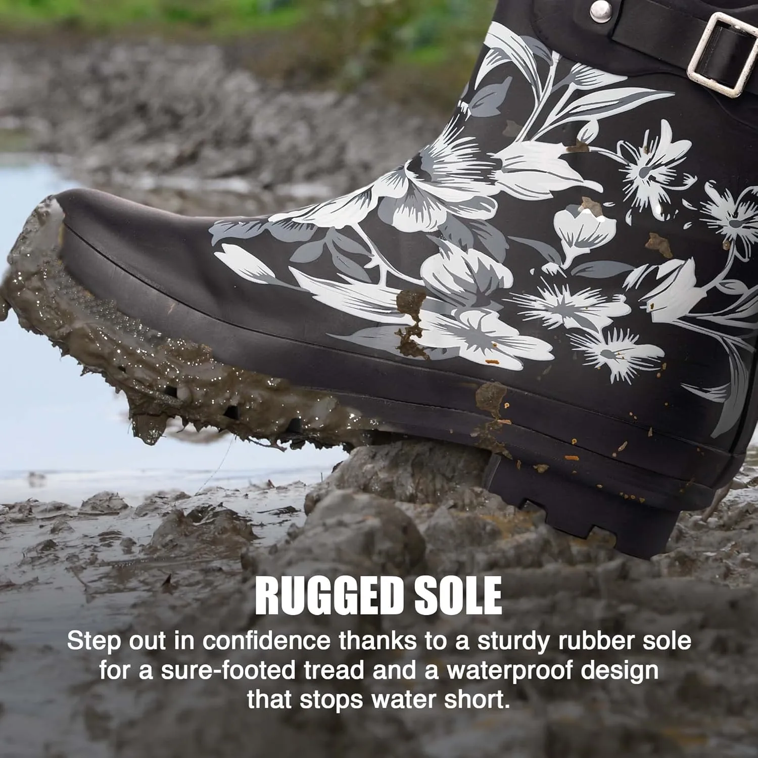 NORTY Rubber Boots for Women - Waterproof Above-Ankle Rain Shoes for Work and Recreation - All-Weather Outdoor Footwear - Runs 1/2 Size Large