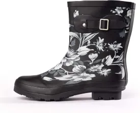 NORTY Rubber Boots for Women - Waterproof Above-Ankle Rain Shoes for Work and Recreation - All-Weather Outdoor Footwear - Runs 1/2 Size Large