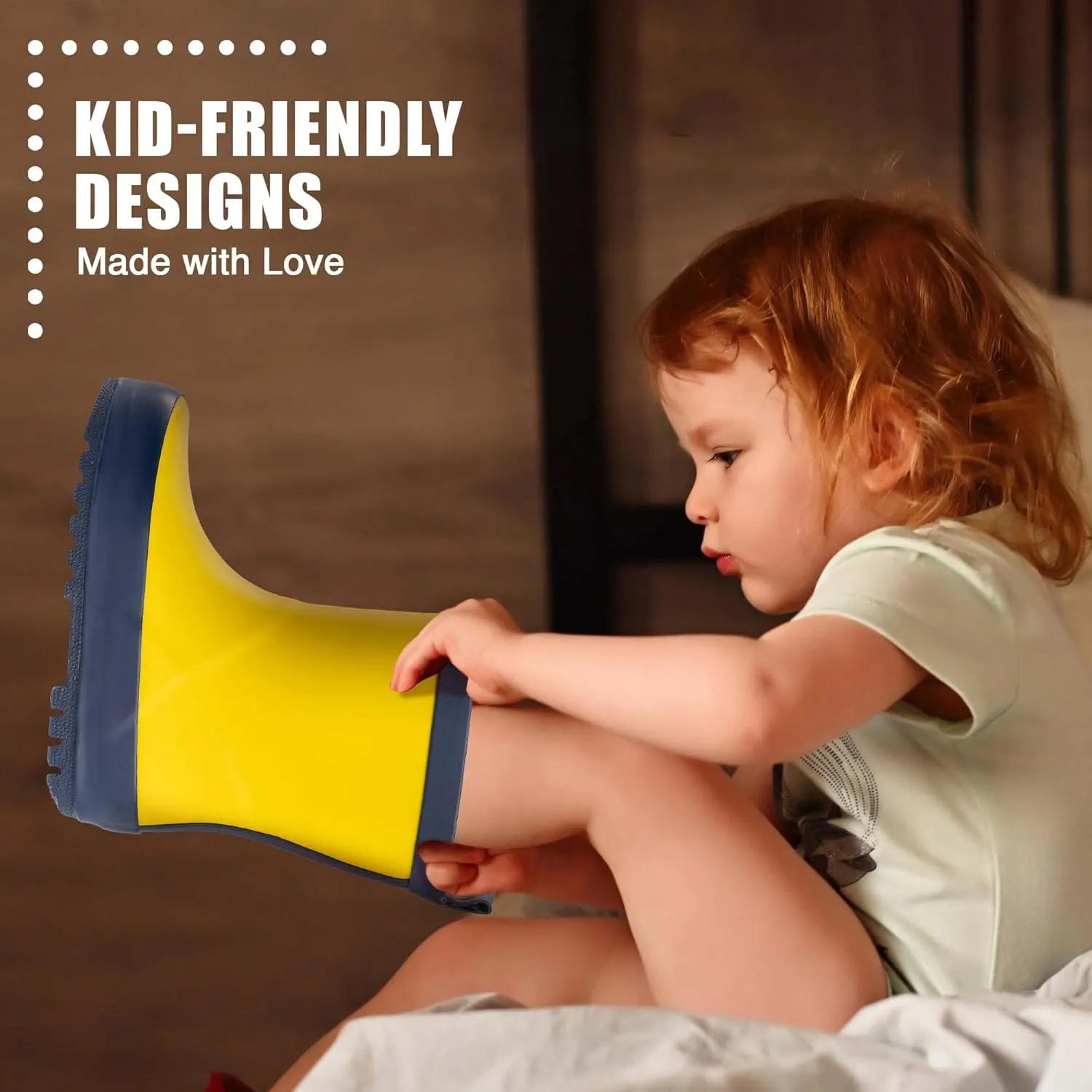 NORTY Rubber Rain Boots for Kids - Waterproof Rubber Boots Boys and Girls Solid & Printed Rainboots for Toddlers and Kids