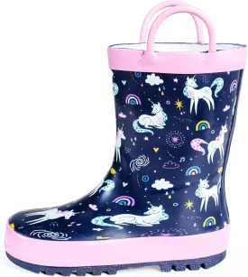 NORTY Rubber Rain Boots for Kids - Waterproof Rubber Boots Boys and Girls Solid & Printed Rainboots for Toddlers and Kids