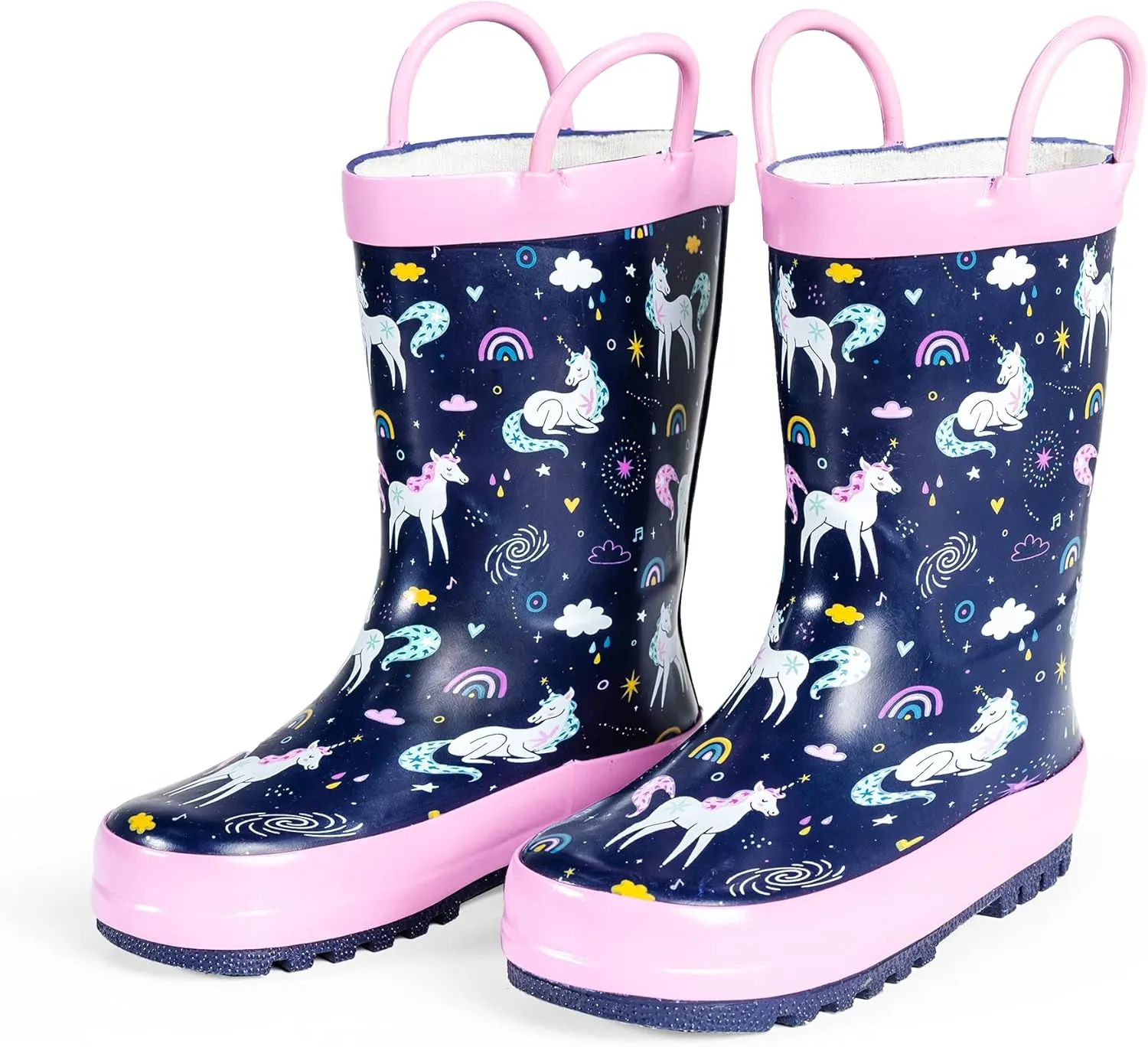 NORTY Rubber Rain Boots for Kids - Waterproof Rubber Boots Boys and Girls Solid & Printed Rainboots for Toddlers and Kids