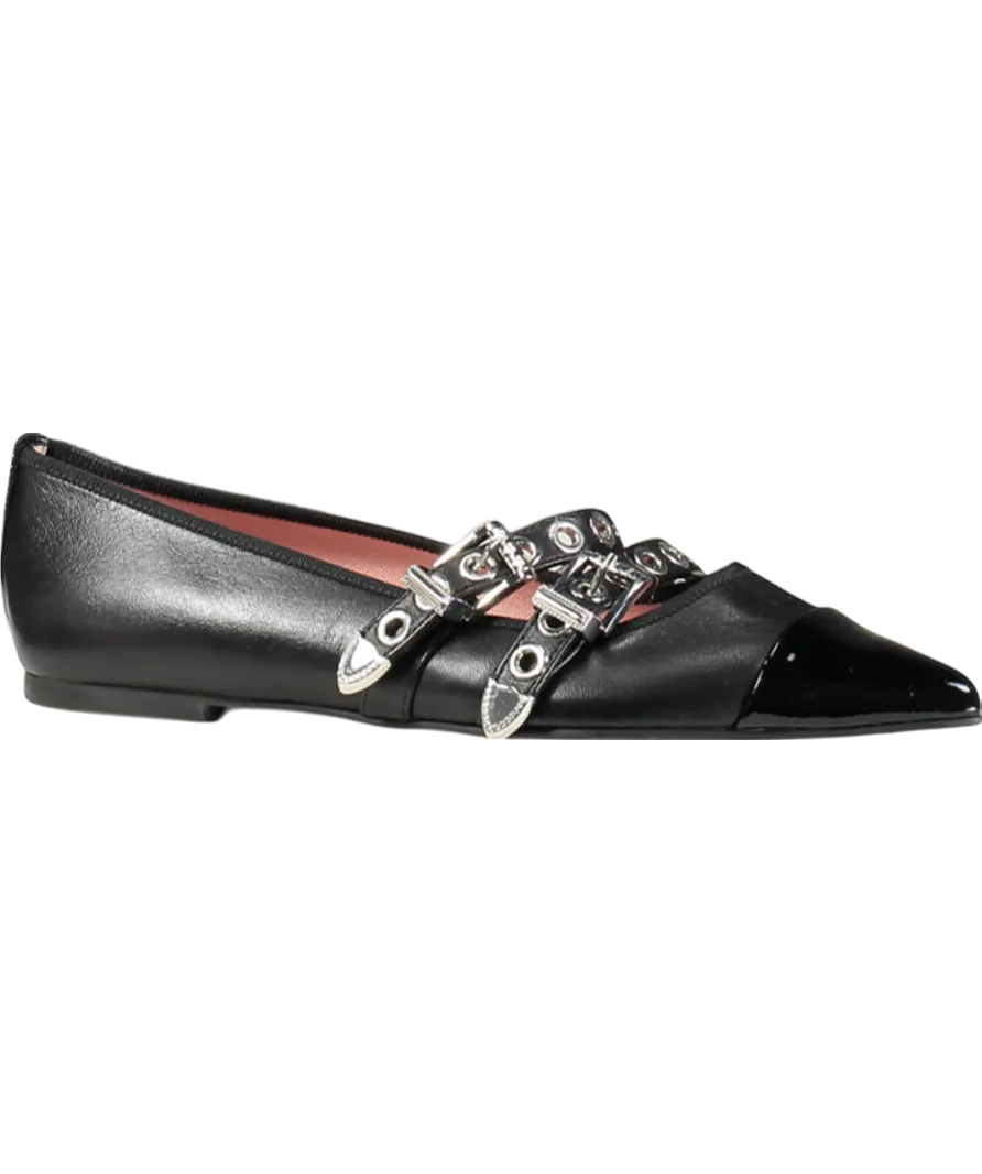PRETTY BALLERINAS Black Ella Pointed Flat Shoes UK 4 EU 37 👠