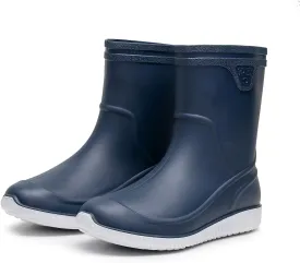 Rain Boots for Men, Non-Slip PVC Rubber Boots Mens Garden Boots, Waterproof Mid-Calf Raining Shoes, Durable Work Mud Boots, Comfort Chelsea Ankle Rain Boots Fishing Shoes for Outdoor Work
