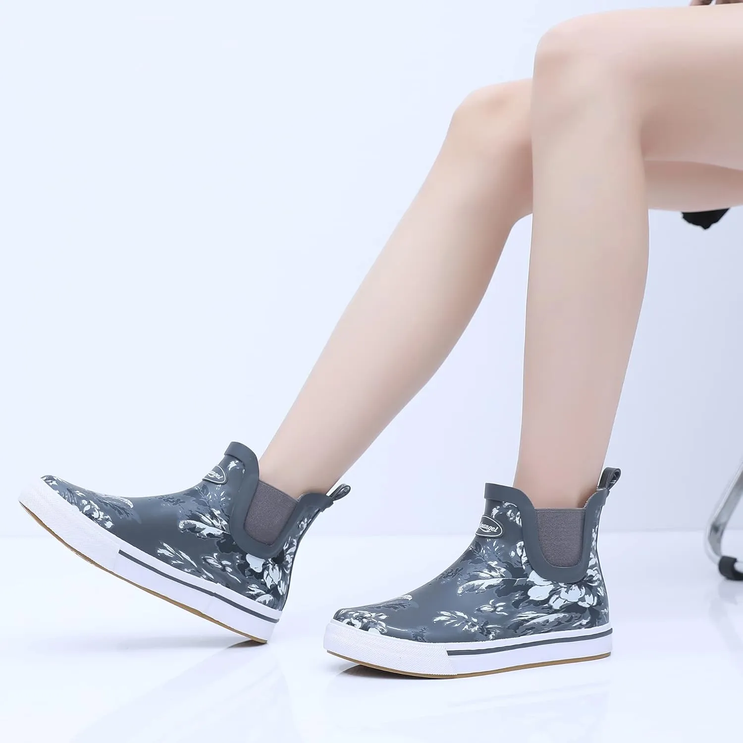 Rain Boots for Women and Men,Unisex Ankle Rain Shoes Anti-Slipping Rainboots with Comfortable Lightweight Garden Rubber Rain Boot and Outdoor Work Shoes,Waterproof Fishing Deck Boots