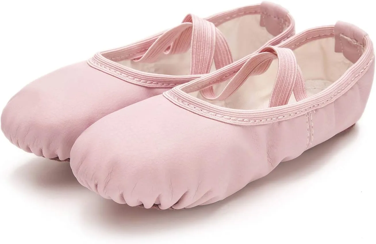 RoseMoli Ballet Shoes for Girls/Toddlers/Kids/Women, Leather Yoga Shoes/Ballet Slippers for Dancing