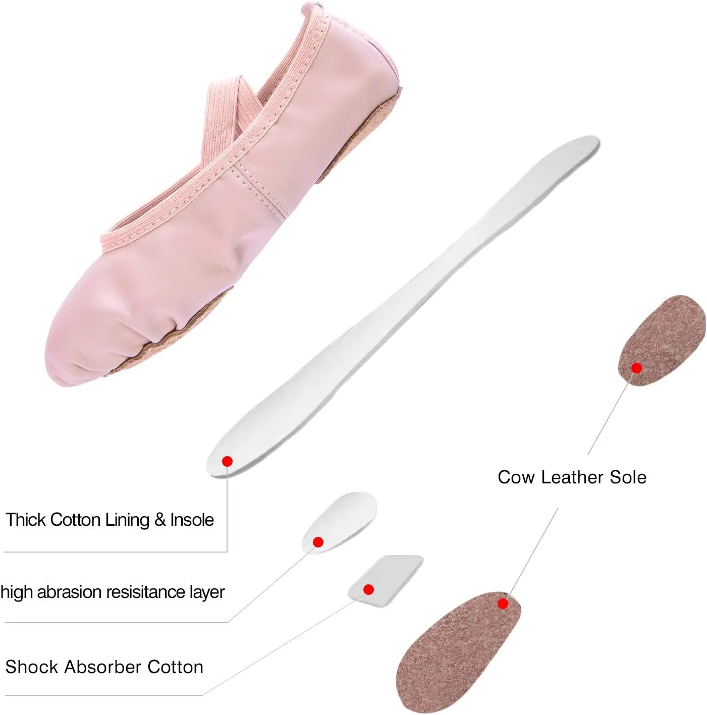 RoseMoli Ballet Shoes for Girls/Toddlers/Kids/Women, Leather Yoga Shoes/Ballet Slippers for Dancing