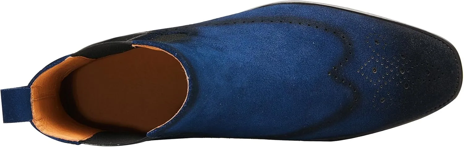 Santimon Mens Suede Chelsea Boots Wingtip Leather Brogue Boots Non Slip Formal Dress Casual Work Boots For Men