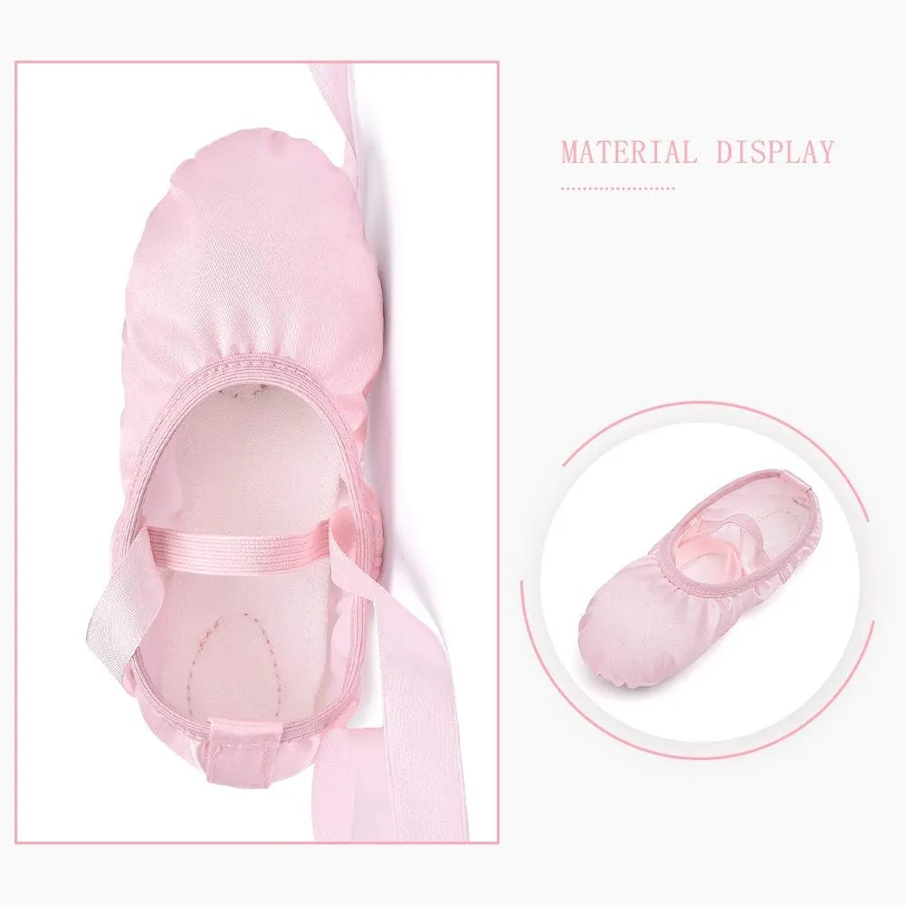 Stelle Ballet Shoes for Girls Satin/Ribbons Ballet Slippers Dance Shoes(Toddler/Little/Big Kids)
