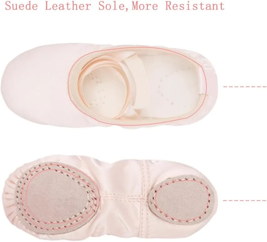 Stelle Ballet Shoes for Girls Satin/Ribbons Ballet Slippers Dance Shoes(Toddler/Little/Big Kids)