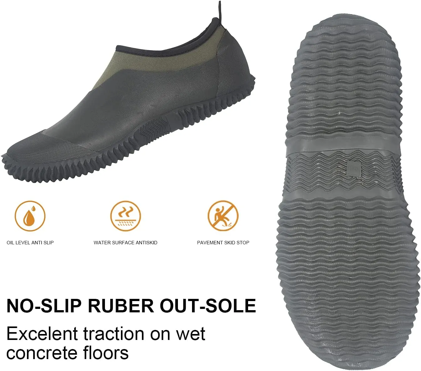 SWIFTFROG Mens Garden Boots - Unisex Waterproof Ankle Slip-On Footwear Rubber Rain Boots for Men Women Outdoor,Camping,Gardening