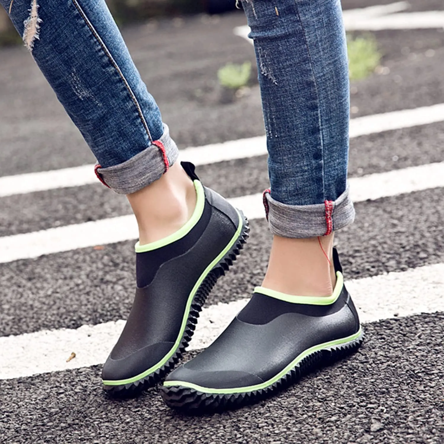 SWIFTFROG Mens Garden Boots - Unisex Waterproof Ankle Slip-On Footwear Rubber Rain Boots for Men Women Outdoor,Camping,Gardening