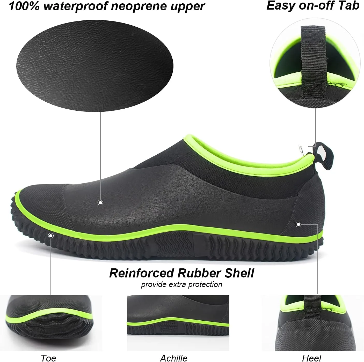 SWIFTFROG Mens Garden Boots - Unisex Waterproof Ankle Slip-On Footwear Rubber Rain Boots for Men Women Outdoor,Camping,Gardening