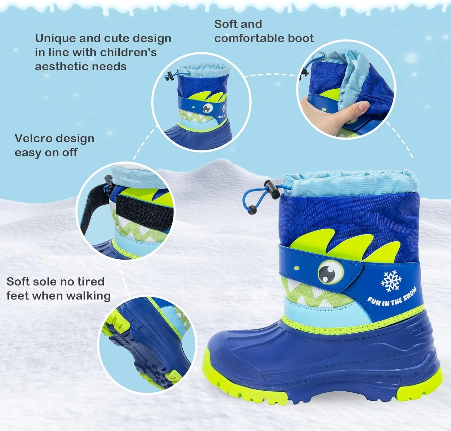 Toddler Warm Boots Girls Winter Snow Boots Child Rain Boot Waterproof Shoes Outdoor