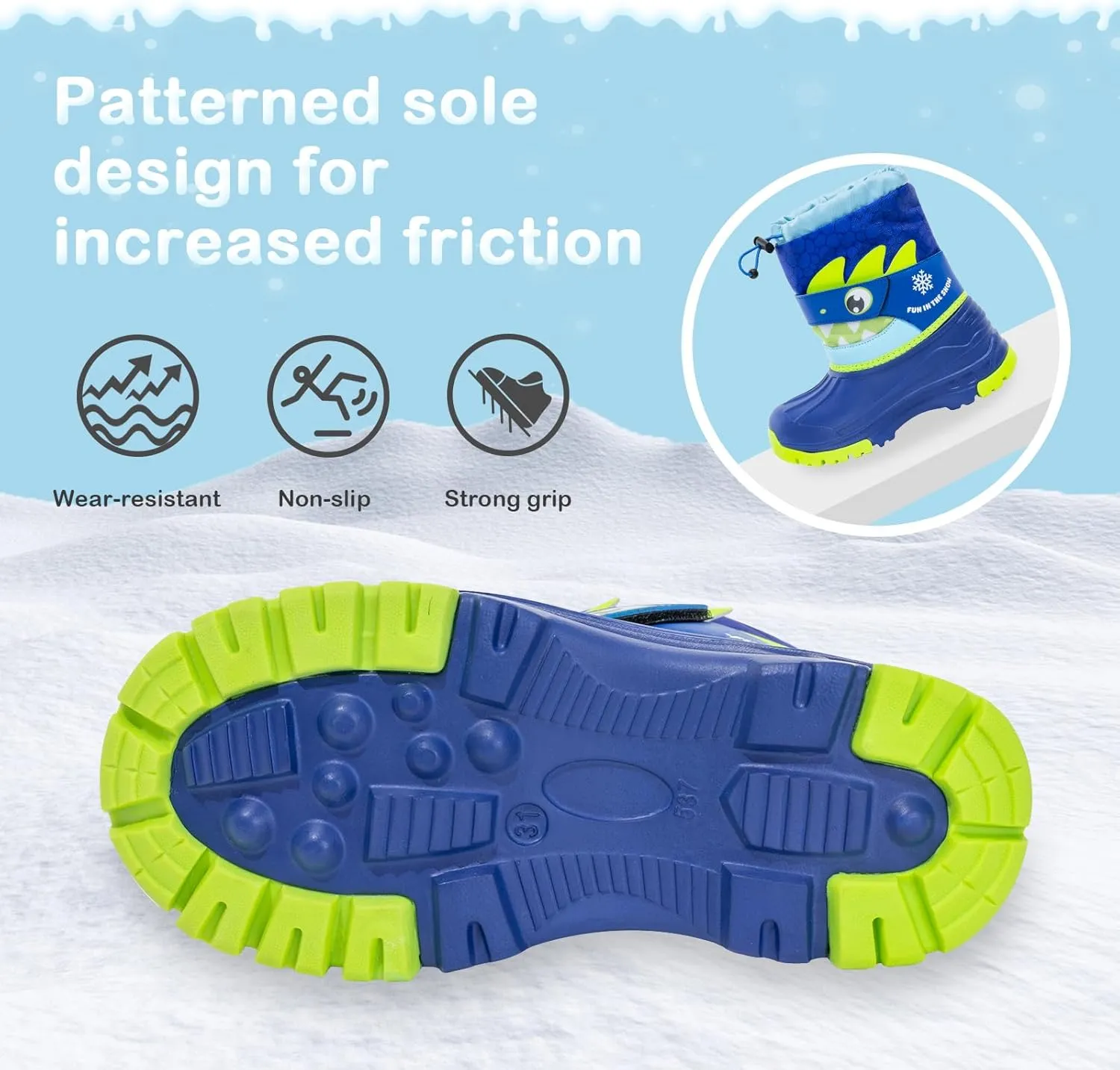 Toddler Warm Boots Girls Winter Snow Boots Child Rain Boot Waterproof Shoes Outdoor