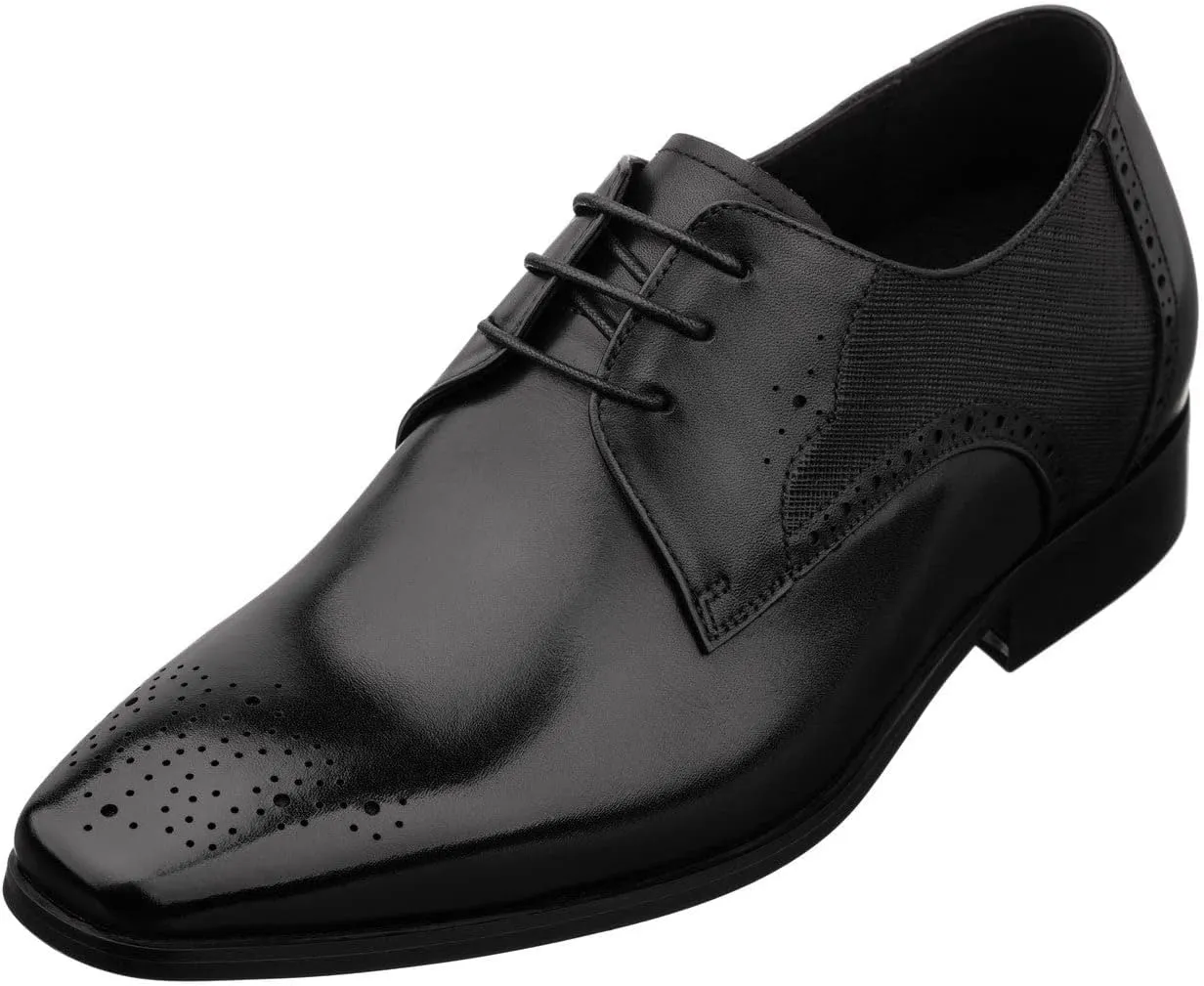TOTO Men's Invisible Height Increasing Elevator Shoes - Black Premium Leather Lace-up Formal Dress Oxfords- 2.2 Inches Taller - Y6511 - Size 9 D(M) US