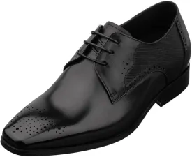 TOTO Men's Invisible Height Increasing Elevator Shoes - Black Premium Leather Lace-up Formal Dress Oxfords- 2.2 Inches Taller - Y6511 - Size 9 D(M) US