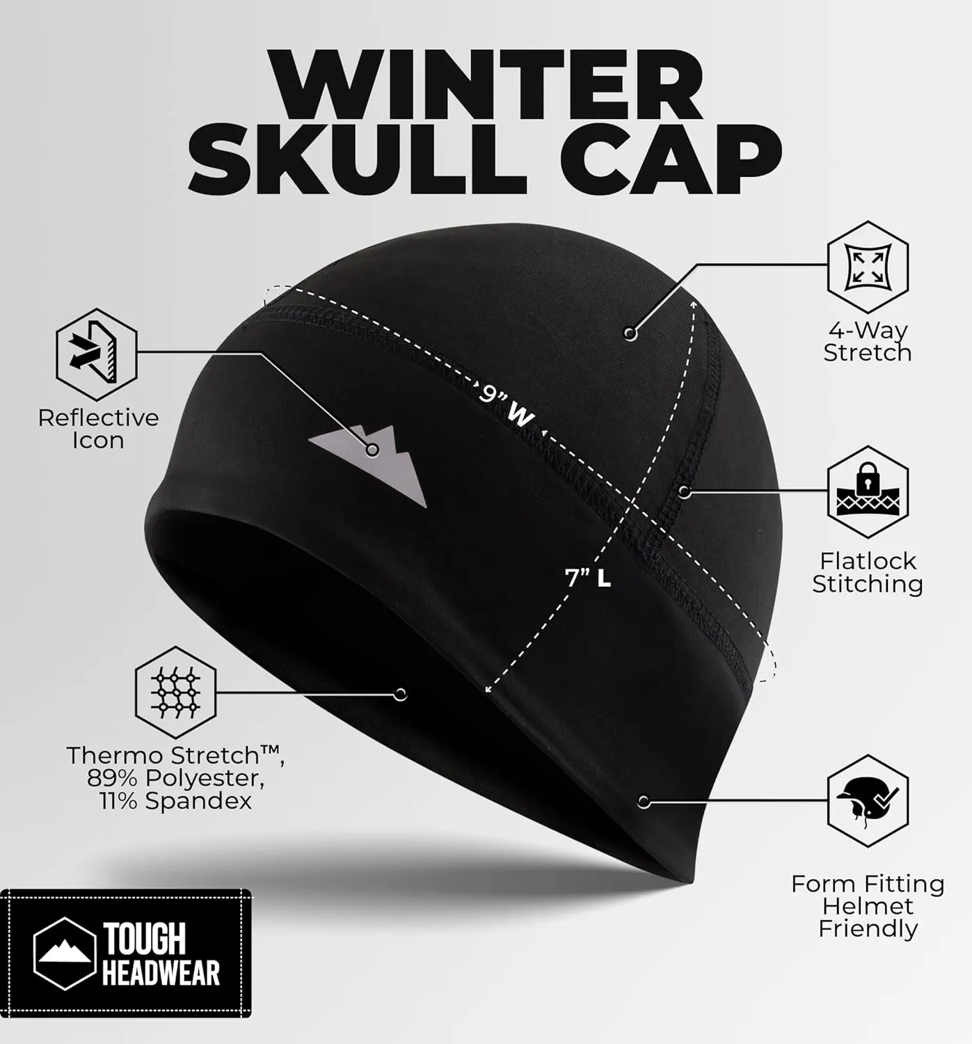 Tough Headwear Skull Cap for Men-Motorcycle Head Cap,Sweat Caps for Men, Skull Cap Helmet Liner,Running Beanie Parent