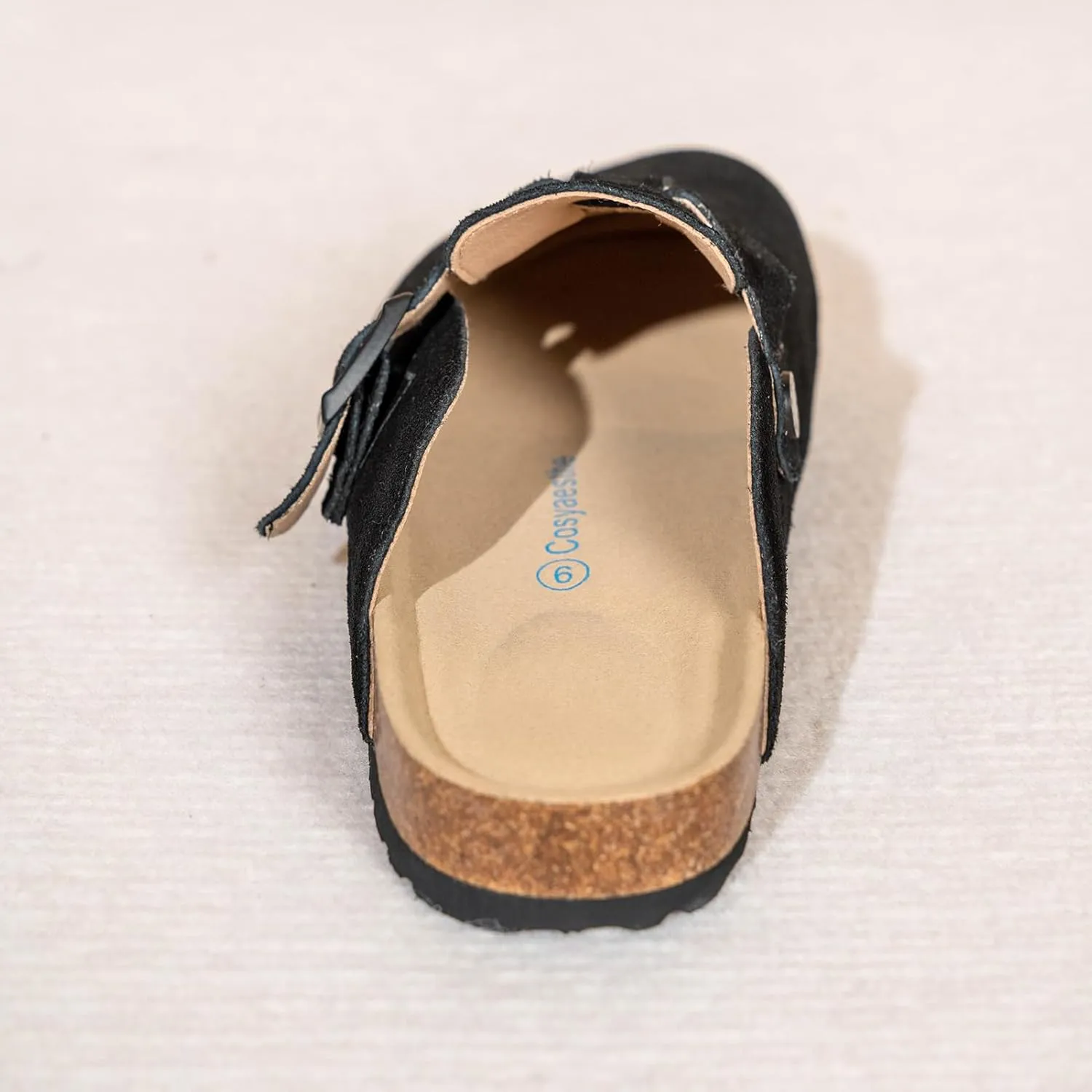 Unixsex Cork Suede Clogs and Mules,Leather Clog Women,Suede Clog Men,Soft Leather Sandal,House Slipper,Skin-Friendly Footbed,Adjustable Buckle,Arch Support
