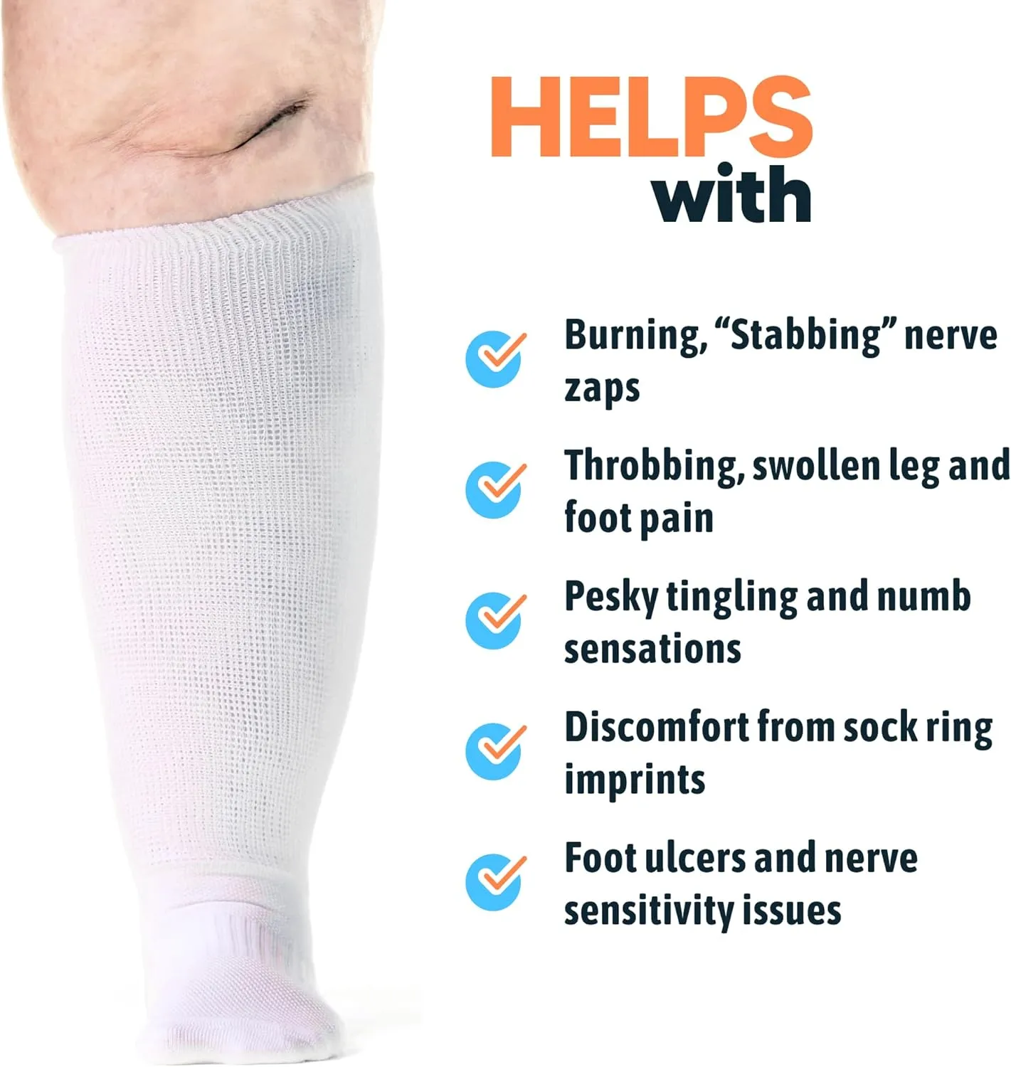 Viasox EasyStretch Diabetic Socks for Men & Women, Non Binding Top, Seamless Toe, Loose Fit (Black, Medium)