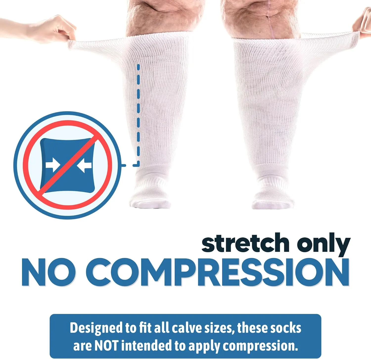 Viasox EasyStretch Diabetic Socks for Men & Women, Non Binding Top, Seamless Toe, Loose Fit (Black, Medium)