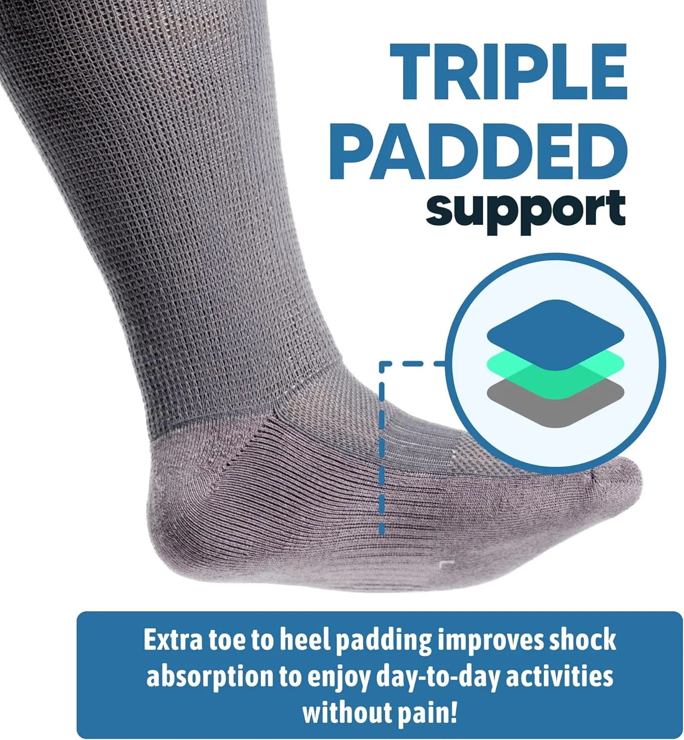 Viasox EasyStretch Diabetic Socks for Men & Women, Non Binding Top, Seamless Toe, Loose Fit (Black, Medium)