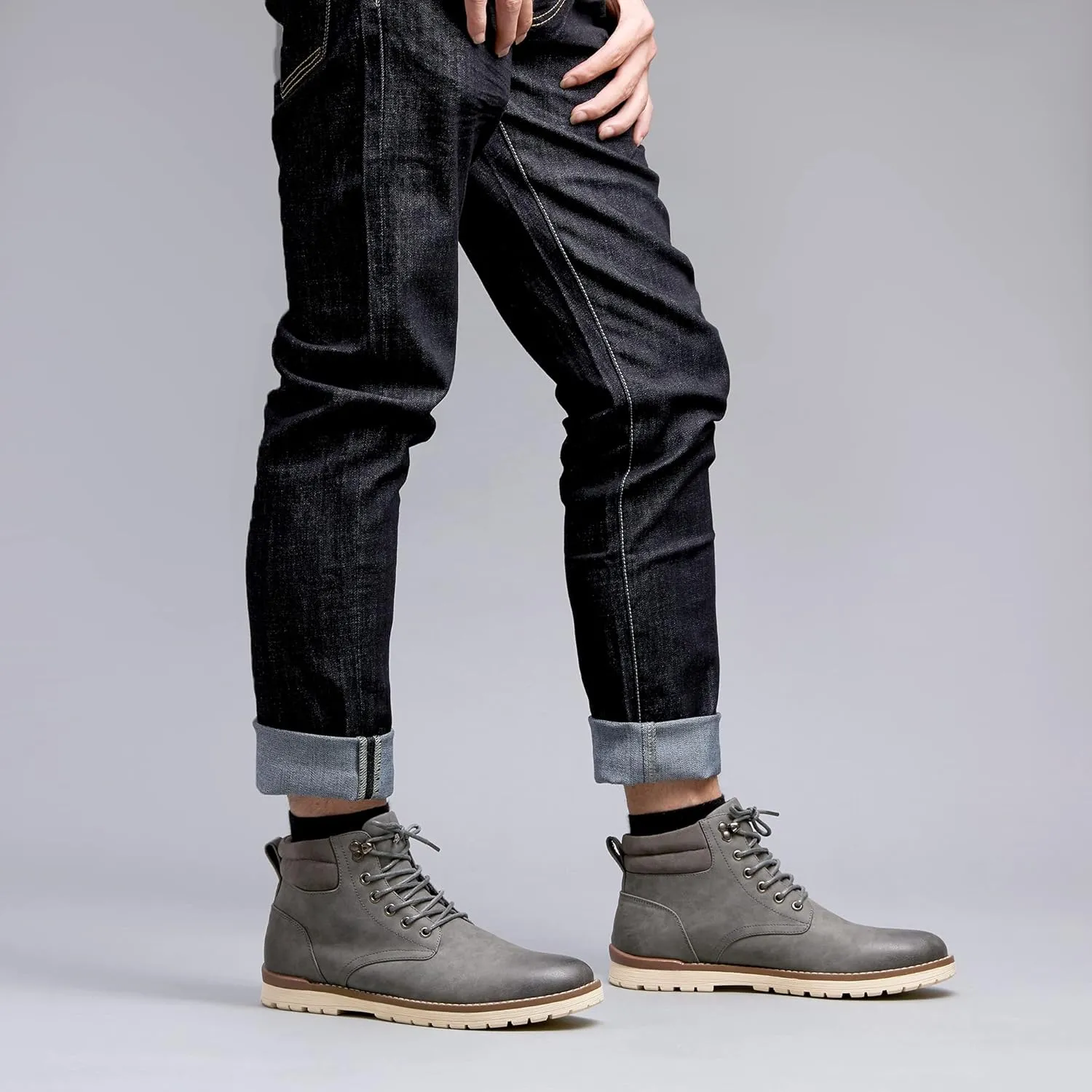 Vostey Men Boots Leather Cap Toe Casual Boots Chukka Fashion Dress Boots for Men