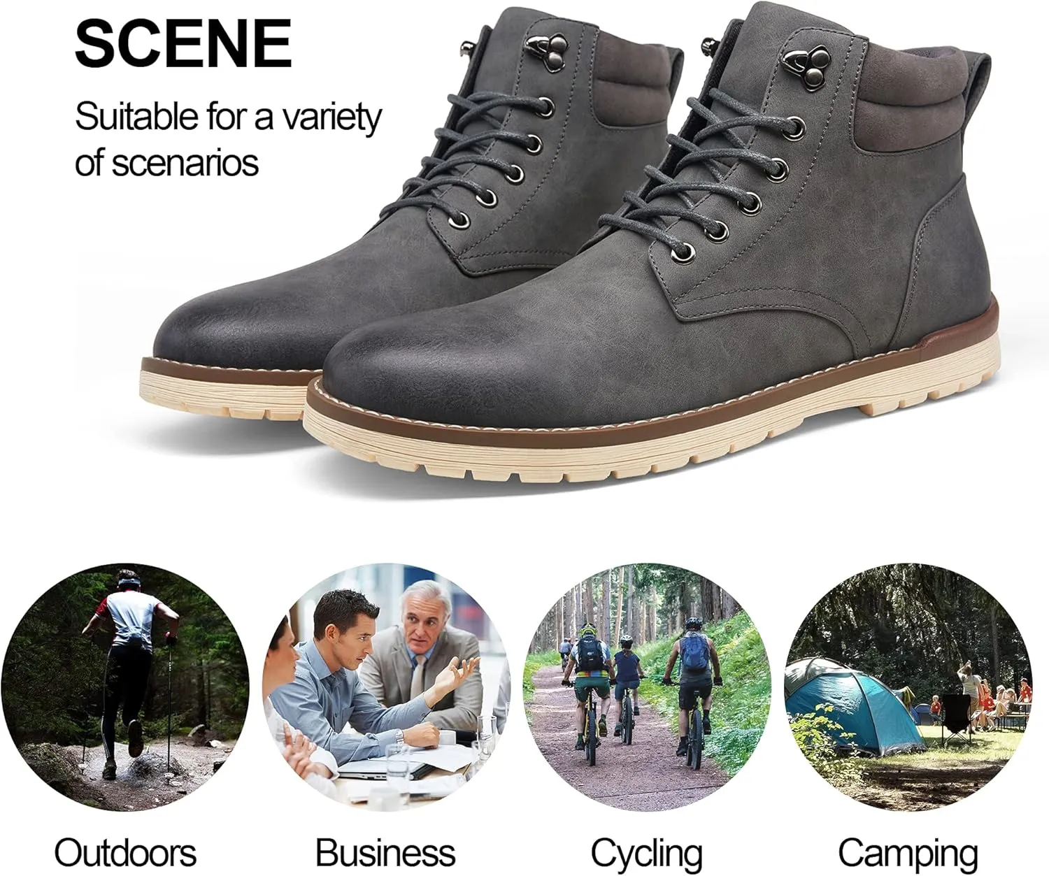 Vostey Men Boots Leather Cap Toe Casual Boots Chukka Fashion Dress Boots for Men