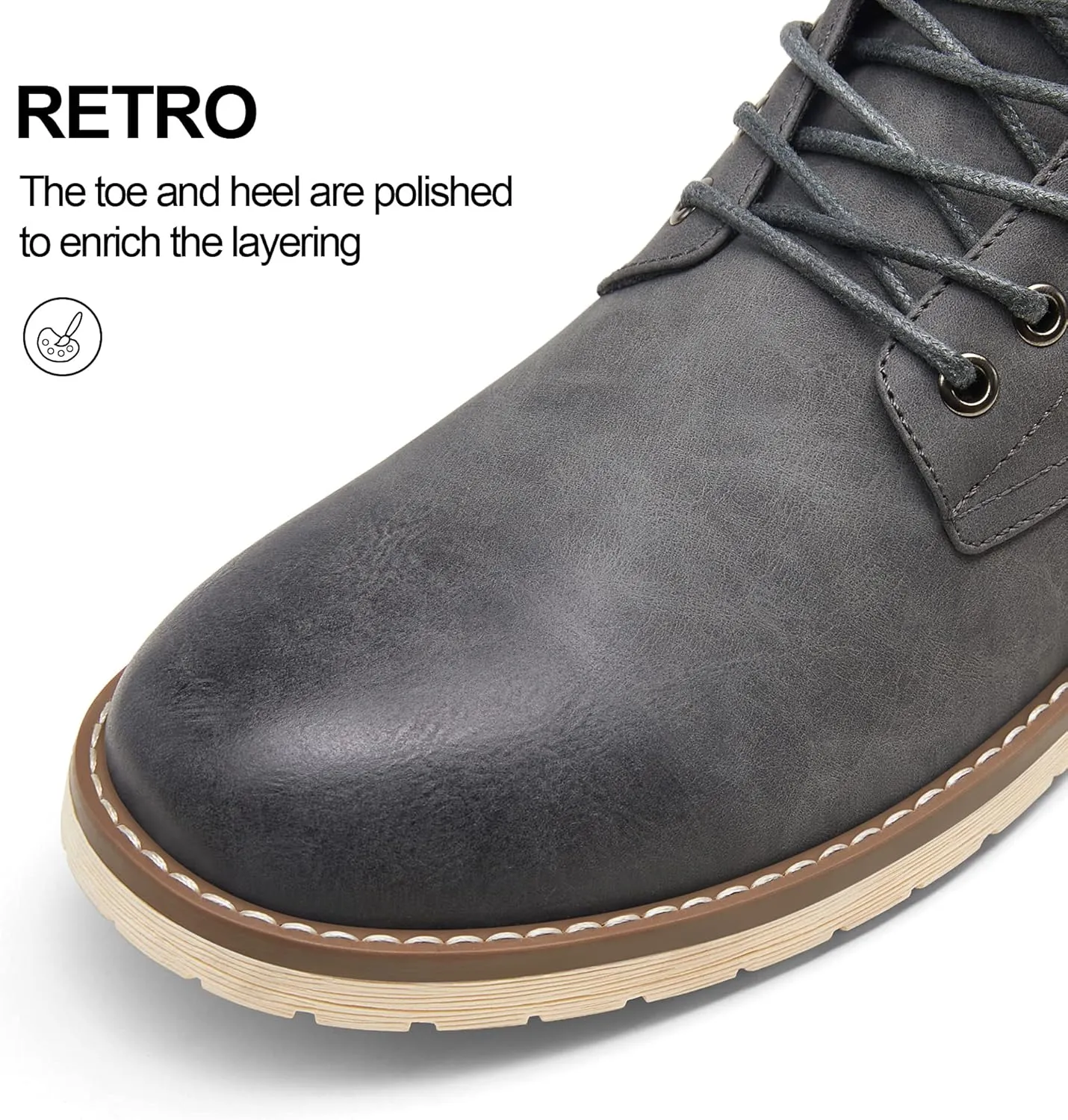 Vostey Men Boots Leather Cap Toe Casual Boots Chukka Fashion Dress Boots for Men
