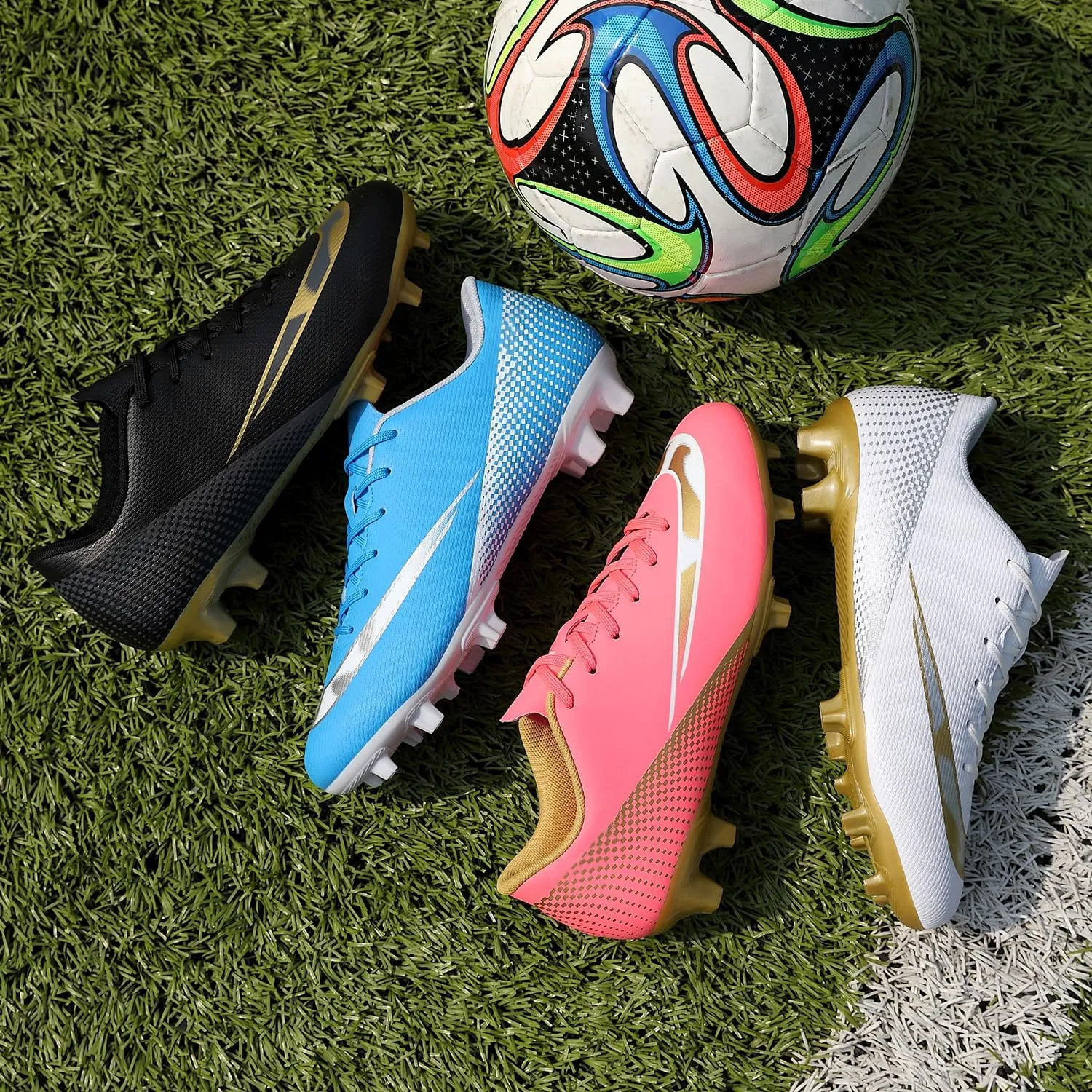 WANMEIL Unisex Football Soccer Shoe Big Kids Youth Outdoor Firm Ground Soccer Cleats